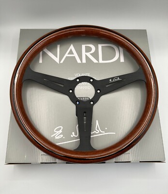NARDI ND Classic Mahogany Wood Black Spokes 360mm Steering Wheel