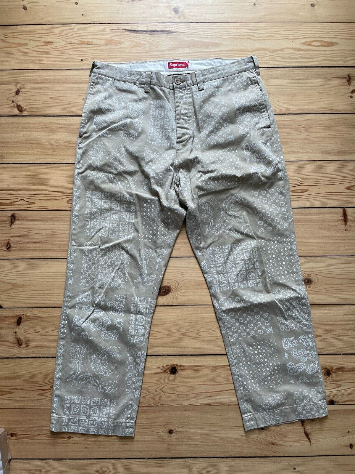 Supreme Paisley Grid Chino Pant Size 36 Khaki SS20