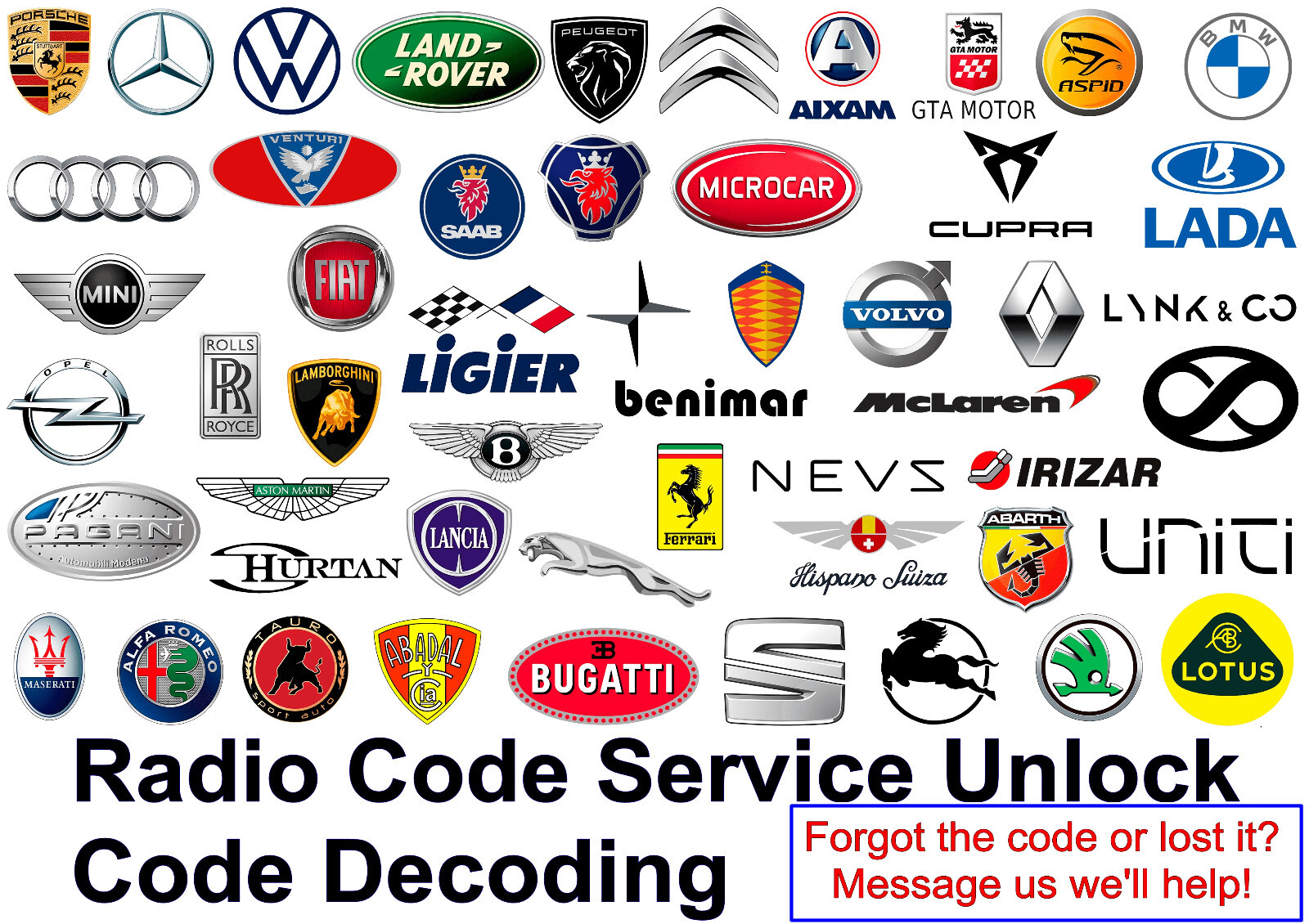 Car Radio Code Unlocking Decoding Codelock for All Brand Cars Audi VW ...