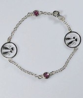 Armband 2 Edelsteine Verliebte Katze Mit NatüRlichen Rubinen In Sterling Silber