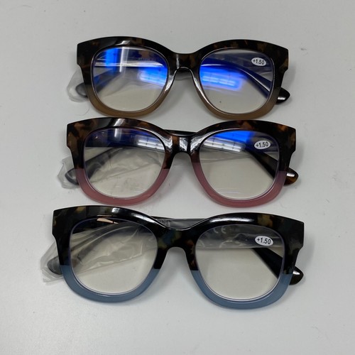 Set of Three Womens Reading Glasses +1.50 with Fabric Storage Bags and Cloth - 第 1/9 張圖片