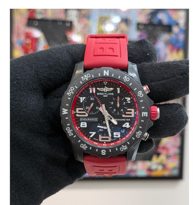Breitling Endurance Pro X82310 Black Dial Red Strap Superquartz Complete Set