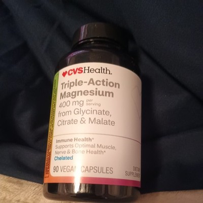 CVs Triple Action Magnesium 400mg 90 Vegan Capsules