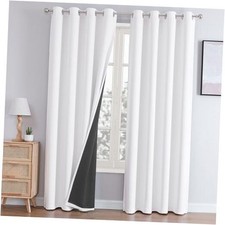100 Blackout Curtains for Bedroom with Black 52"W x 84"L Pack of 2 White