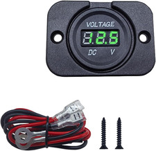 Car Battery Voltage Meter, DC 12V 24V Waterproof Battery Monitor, LED Digital Di