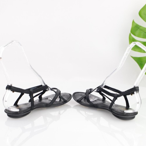 Born Womens Mai Sandal Size 7 Black Leather Strappy Thong Slingback Flat Comfy - Picture 7 of 15