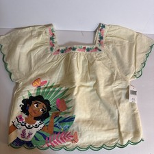 Disney Encanto Mirabel Floral Butterfly Boho Peasant Top Girls Size Large