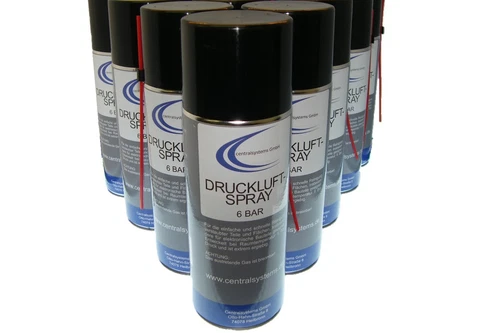 8x Druckluftspray 400ml mit Sprührohr - Reinigungsspray Druck Luft Sprühdose