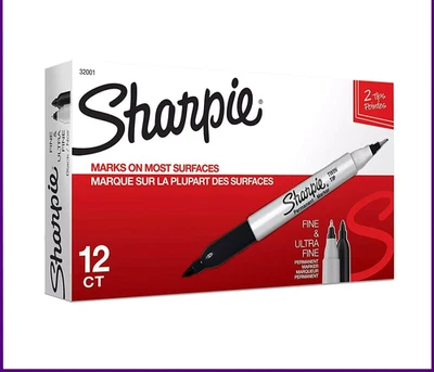 Sharpie Dual Twin Tip Marker Pens Black