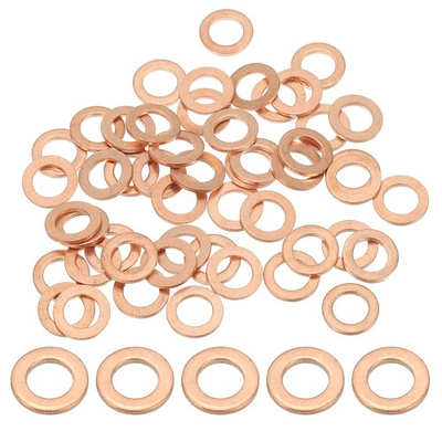 #ad 50Pcs M6 Copper Crush Washer Sealing Ring Gasket 6mm ID 10mm OD 1mm Thick AU $11.63