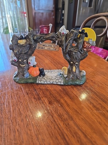 Welcome to Spooky Hollow Ghost Gateway Porcelain Halloween Village - Picture 1 of 4