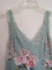 Floral Lace Slip Dress Nightgown Sage Green Pink Large Romantic Coquette