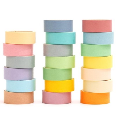 Yubx Masking Tape 20-Piece Set: Macaron Colors, Plain Washi Paper Tape, 20 Past_