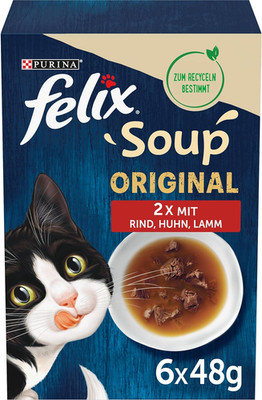 Felix Katzennassfutter Soup Geschmacksvielfalt Vom Land Mit Rind, Huhn, Lamm, 8E