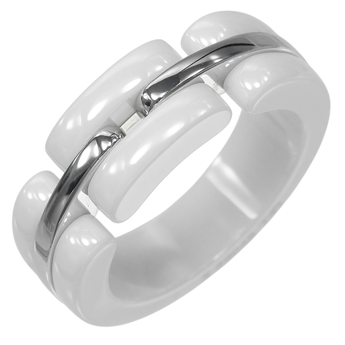 CHANEL ホワイト レジン リング CHANEL Ultra Ring K18 white gold/ceramic #4.7(US Size) 6.55g Women