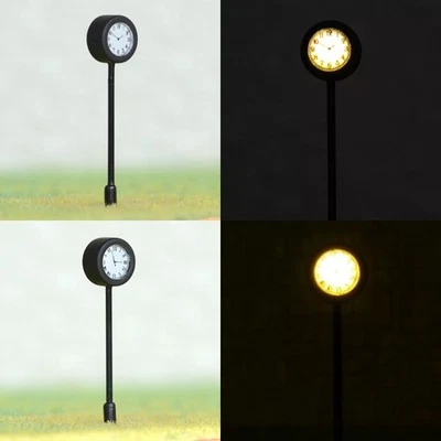 KOKOLOGGO Bahnhofsuhr Uhr mit LED Beleuchtung Höhe 4cm H0 TT beleuchtet Bahnhof Bahnsteig