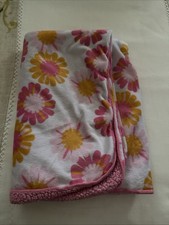Carters Just One You Baby Blanket White Plush Pink Sherpa Orange Flowers Lovey