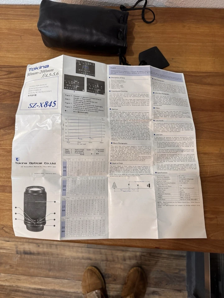 Tokina SZ-X 845 80-200mm f4.5-5.6 Lens. Nikon Mount. Owners Manual/ Pouch. - Image 4 of 4
