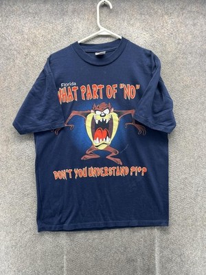 Vintage Looney Tunes Taz Shirt Mens Large Blue What Part Of No Sherry's Best 90s