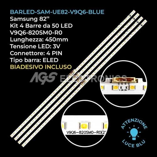 SAMSUNG BN96-48256A V9Q6-820SM0-R0 BLUE LIGHT 4 BAR STRIP 50 LED TV KIT