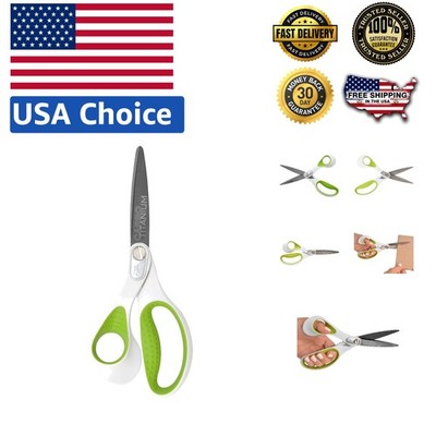 Ergonomic Left-Handed Scissors - 8'' Carbo-Titanium Blades for All Cutting Needs