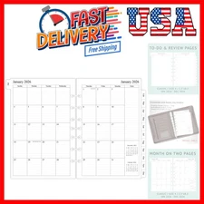 Thick Paper 2026 Monthly Planner Refills - 5.5" x 8.5" for Enhanced Productivity