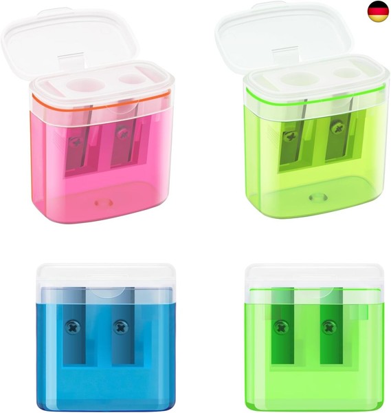 Anspitzer Set Mit BehäLter - 4 StüCk In 4 Farben, FüR Dicke Und DüNne Stifte, Mi-image