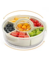 Creative Turntable Storage Organizer Rotating Snack Tray Serving Tray with Li...