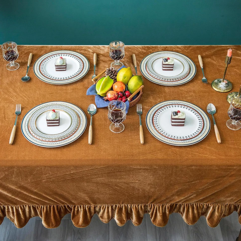 Velvet Tablecloth Luxurious 120" x 60" (Rectangular), Golden Camel - Image 2 of 4