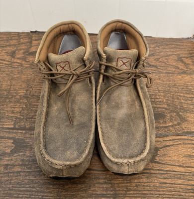 Twisted X Bomber Leather Lace-Up Moccasins Distressed Brown Men's 8.5 WDM0001