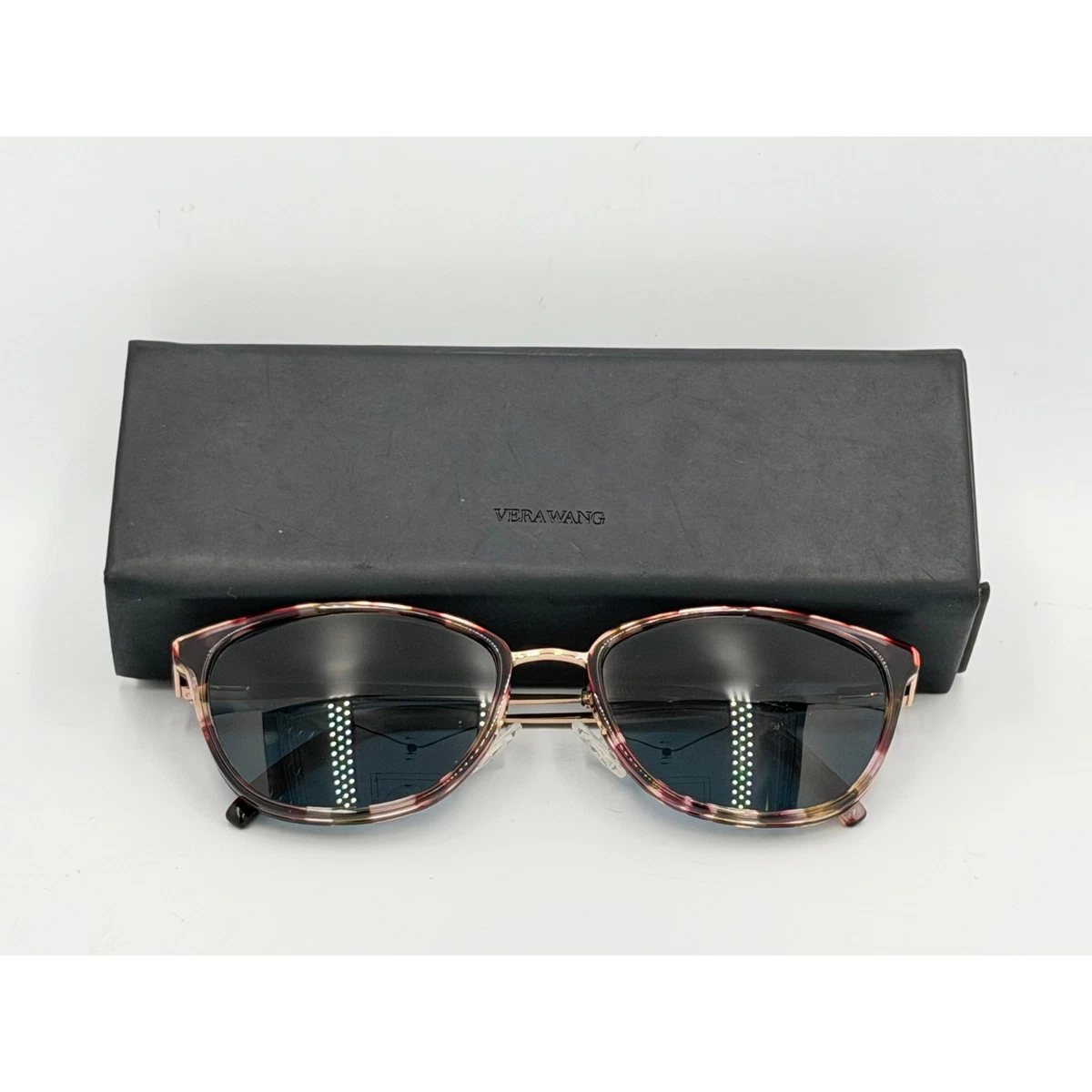 Vera Wang Sunglasses V485 PK Pink Gold Round Metal Rim with Pink Mirrored Lenses Rose Gold Retro-Vintage Metal Round Mirrored Sunglasses with  main image 2