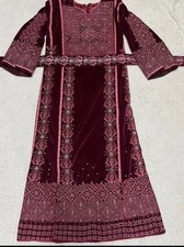Vintage Handmade Palestinian velvet Embroidery Wedding Palestine Dress Thoub