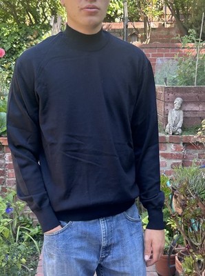 NWT Gran Sasso 54 100% Virgin Wool Mock Neck Sweater Navy