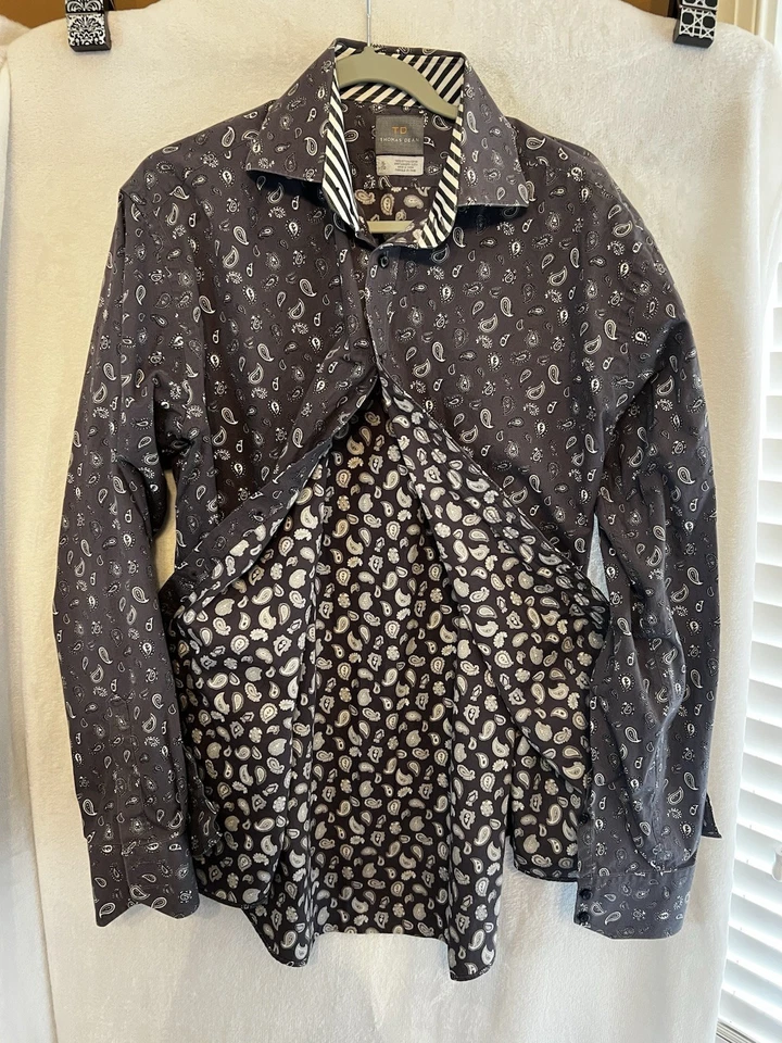 Camisa de cachemira gris abotonada XL Thomas Dean para hombre nueva sin etiquetas calidad. B2 Foto 3 de 4