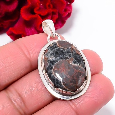 Peanut Obsidian - Sonora Gemstone 925 Sterling Silver Pendant 1.64'' P102015