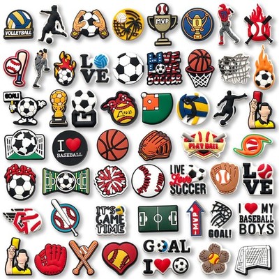 24 53Pcs Sports Ball Shoe Charms for Croc Clog Sandals Bracelets Decoration (...