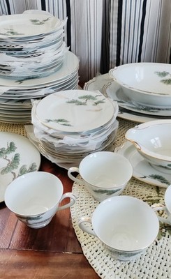 Service For 12 - (82 Pc.) Noritake Nippon Toki Kaisha Ming Bonsai