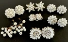 Vintage Lot 7 Pr. White Bead~Milk Glass Earrings~2 W. Germany, 2 Japan~1 Laguna