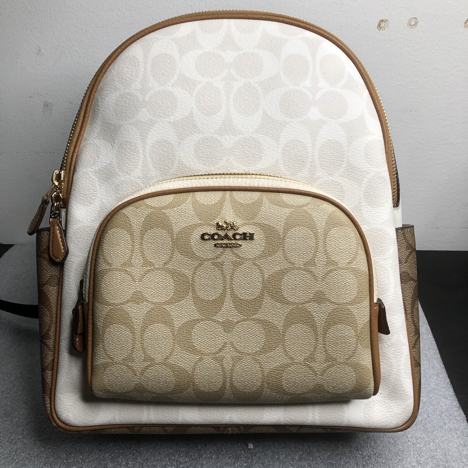 Coach Court Backpack In Blocked Signature Canvas CA439 (Missing Charm Hangtag)