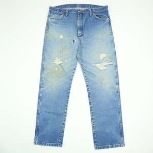 Destroyed Vintage Wrangler Jeans 36x31 Fade Distress Patched Denim Cowboy  Rodeo | eBay