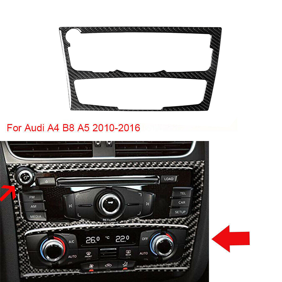Carbon Fiber Console AC/ CD Panel Frame Cover Trim For Audi A4 B8 A5 2010-2016 