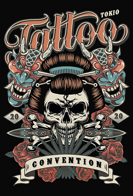 Top-Schild, versch. Größen, Tattoo Convention 2020, Tokio, Tattoo Shop, Neu, OVP