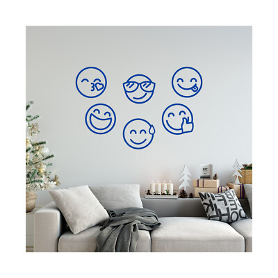 Emoticons Smiley Gesicht Emoji Symbole Wandbild, abnehmbarer Aufkleber Sticker Geschenk | (L)