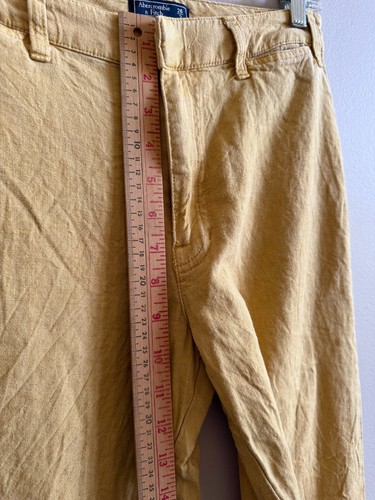 Abercrombie & Fitch Anne High Rise Wide Leg Crop Yellow Linen Pants Womens sz 26 - Picture 7 of 15