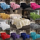 Luxury 6 PCS Satin Silk Bedding Set Fitted Sheet Duvet Cover & Pillowcases