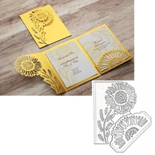 Sunflower Border Frame Metal Die Cuts,Sunflower Flower Leaves Frame Backgroun...