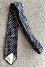 BROOKS BROTHERS 3.5" WIDE 100 WOOL MADE IN USA BLUE DIAMOND PATTERN TIE
