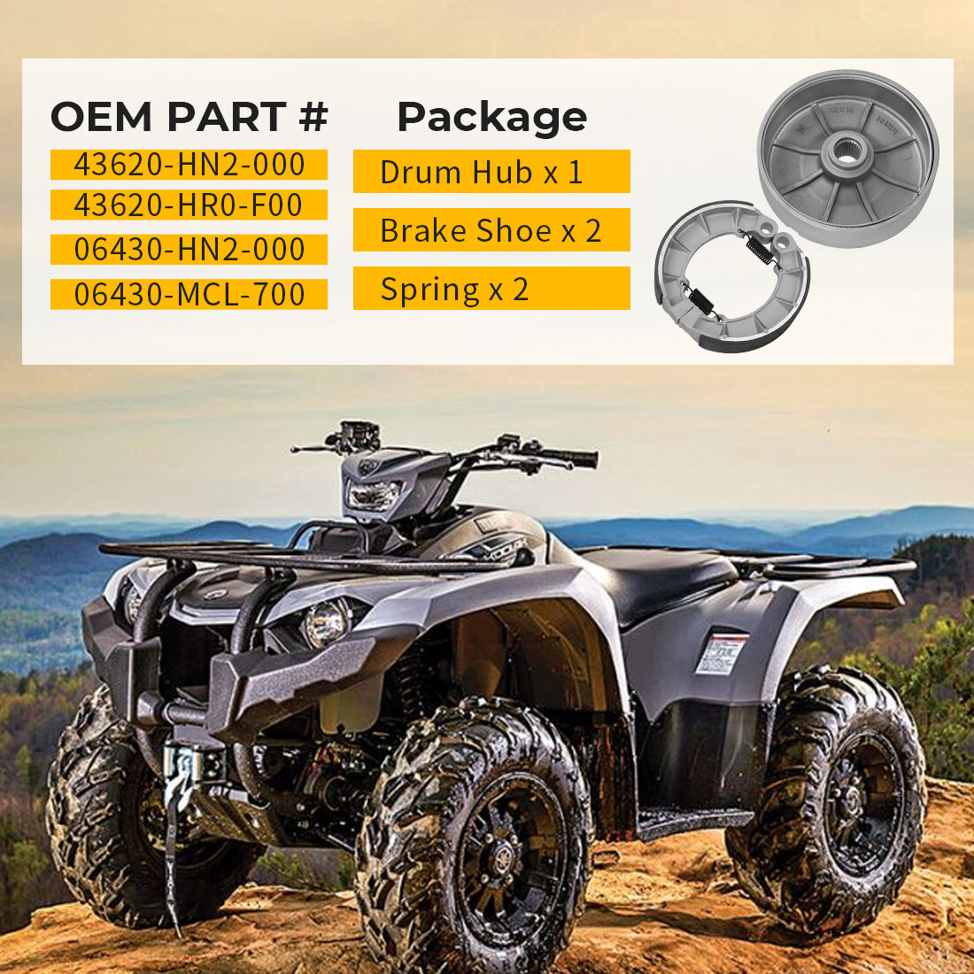 Rear Brake Drum Hub & Shoes for Honda Foreman 500 TRX500FE/FM/FPE/FPM/TM 2005-13