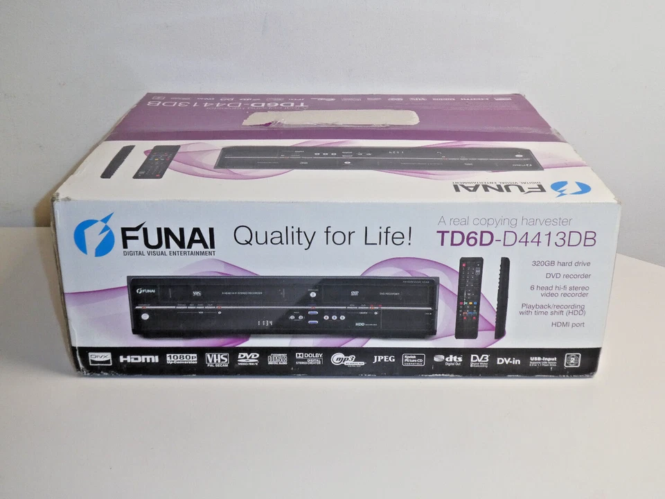 Funai TD6D-D4413DB DVD- / VHS- / HDD-Recorder, 320GB, OVP&NEU, 2 Jahre Garantie - Bild 3 von 4