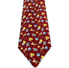 Burberry Mens Tie Red Silk Professional Fruit Fall Printed Career Tie London